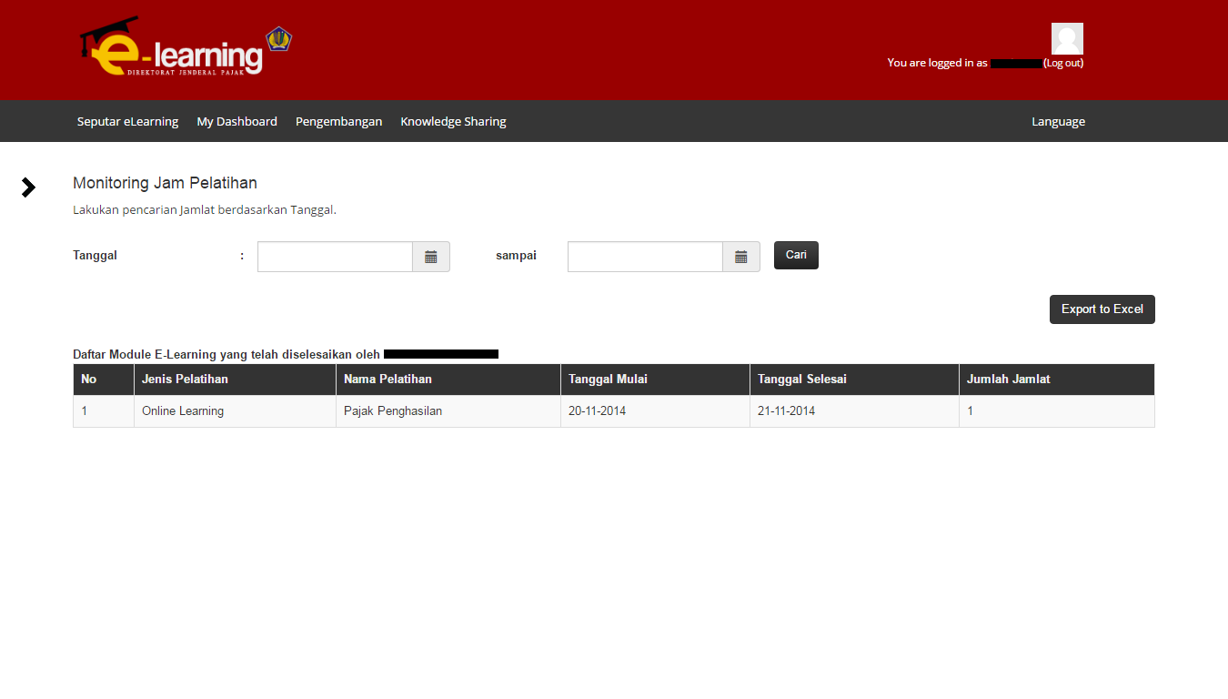 Monitoring Jamlat E-Learning Direktorat Jenderal Pajak (Jakarta-2017)