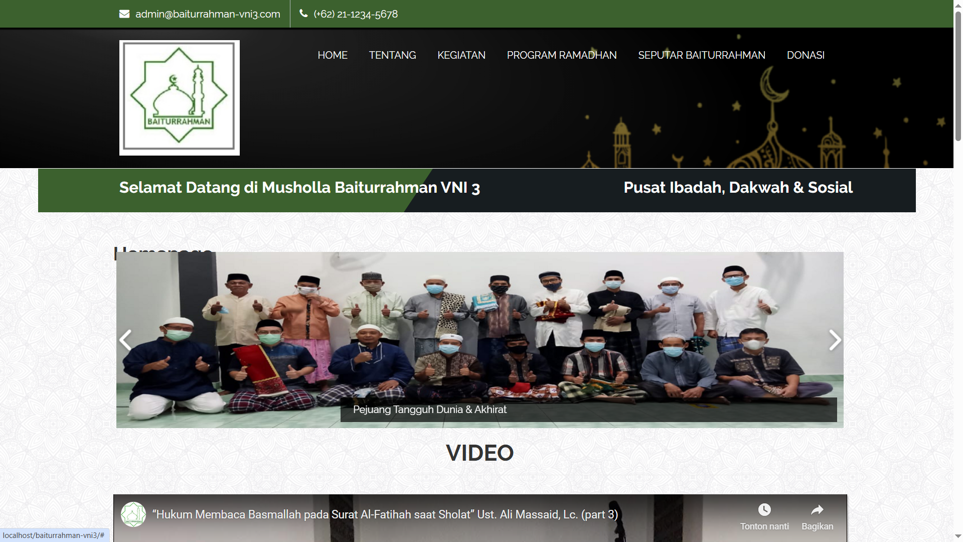 Pengembangan Website Musholla Baiturrahman VNI 3
